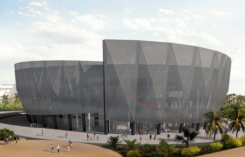 Facciata tessile di Handball Stadium - disegno